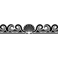 Elegant Seashell Wave Border Black White. vector