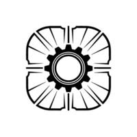 Geometric Gear , Black White Minimalist , Tech Concept. vector
