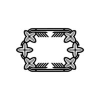 Minimalist Floral Frame Border , Black and White, Decorative Element. vector