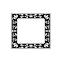 Black and White Floral Frame - Art Nouveau Style, Invitation Template. vector