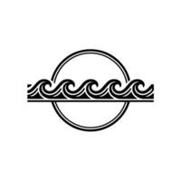 Minimalist Wave Crest Circle - Nautical , Monochromatic. vector