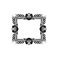 Elegant Floral Frame, Minimalist Black and White. vector