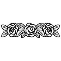 Elegant Rose Floral Border Minimalist Line Art, Element. vector