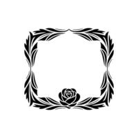 Elegant Black Rose Frame on White Background,-. vector