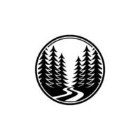 Minimalist Forest Scene Pine Trees Winding Road in Circle. vector