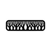 Minimalist Silhouette Forest Scene in Rounded Rectangle. vector