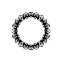 Geometric Black White Ornamental Circle Frame, Minimalist. vector