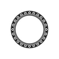 Black and White Decorative Circular Frame, Geometric Pattern on a Grey Background. vector
