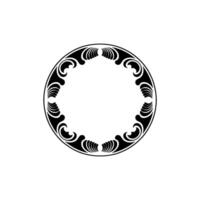 Elegant Circular Art Deco Frame, Black White, Minimalist. vector