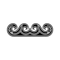 Decorative Black White Sea Wave Border, Nautical Element. vector