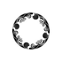 Art Nouveau Circular Frame Elegant Black White. vector
