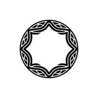 Ornate Black White Circular Frame Elegant Geometric Element. vector