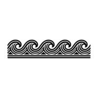 Minimalist Black White Wave Pattern Border. vector