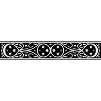 Ornate Black and White Border Stars, Curls, and Symmetry. vector