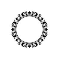 Celestial Circle Frame Starry, Moonlit, Decorative. vector