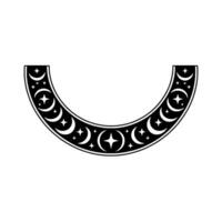 Celestial Archway Moon and Star Ornament in Black and White. vector