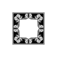 Elegant Art Deco Square Frame with Scrollwork, Monochromatic. vector