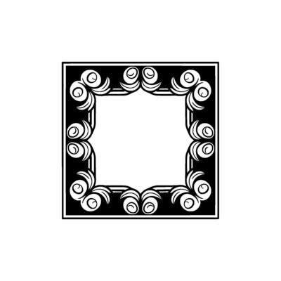 Elegant Art Deco Square Frame with Scrollwork, Monochromatic.