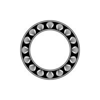 Elegant Black and White Shell Motif Circle Frame. vector
