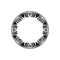 Elegant Black and White Floral Wreath, Minimalist , Circle Frame. vector
