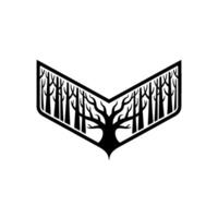 Minimalist Forest Emblem Geometric Tree. vector