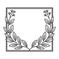 Elegant Botanical Frame Black and White Minimalist. vector