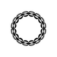 Abstract Black White Circle Ornament on Gray Background. vector