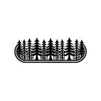 Minimalist Forest Pine Trees in Oval Frame, Illustration. vector