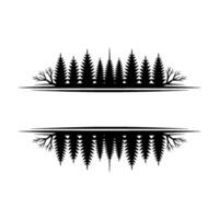 Forest Silhouette Emblem with Mirror Effect - Minimalist Nature. vector