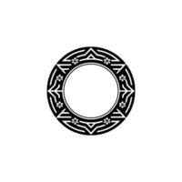 Geometric Floral Frame , Black and White, Minimalist Style. vector