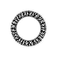 Abstract Black Coral Frame on White Background. vector