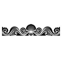 Elegant Oceanic Border Scallop Shell Wave Motif in Black White. vector