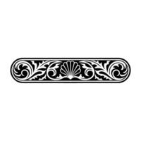 Elegant Black Floral Border with Seashell Element. vector