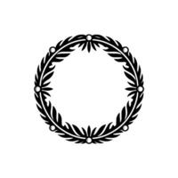 Elegant Black Laurel Wreath on White Background - Minimalist. vector