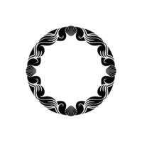 Elegant Black White Seashell Wave Frame on White Background. vector