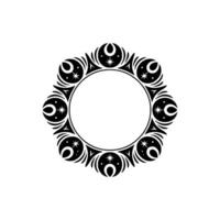 Elegant Celestial Frame, Black White Ornament, Circular Motif. vector