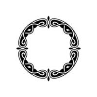 Black Celtic Knot Circle Frame on White Background. vector