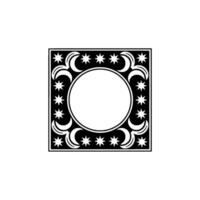 Celestial Frame Decorative Black and White Square Ornament. vector