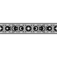 Celestial Border, Black and White Pattern, Moon, Stars, Decorative Element. vector