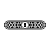 Decorative Keyhole Escutcheon - Black White Ornamental Pattern. vector