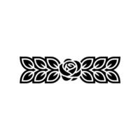 Elegant Black Rose and Leaf Border , Minimalist. vector