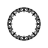 Elegant Black Floral Circle Frame on Gray Background. vector