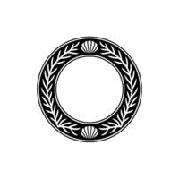 Elegant Circular Frame with Laurel Wreath and Shells, Minimalist. vector