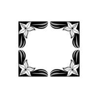 Floral Frame Border in Black and White, Minimalist. vector