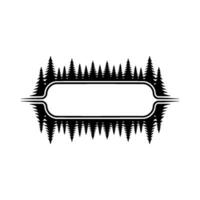 Minimalist Forest BadgeFrame for Text, Black White Silhouette. vector