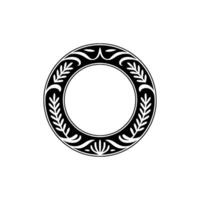 Elegant Black Floral Circle Frame on Light Gray Background vector