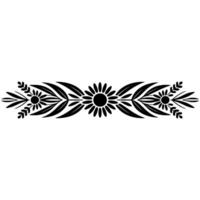 Elegant Black Floral- Border- on, White- Background vector
