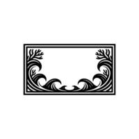 Elegant Black White Wave Branch Frame - Minimalist vector