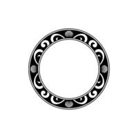 Elegant Circular Decorative Frame with Seashells Swirls, Black White vector