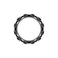 Elegant Black Circle Frame with Leaf on White Background vector